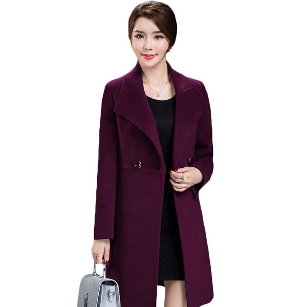 women's loose plus size clothing 2018 autumn winter fashion turn down collar double-breasted slim wool trench coat jacket xh598, Black
women's loose plus size clothing 2018 autumn winter fashion turn down collar double-breasted slim wool trench coat jacket xh598, Black