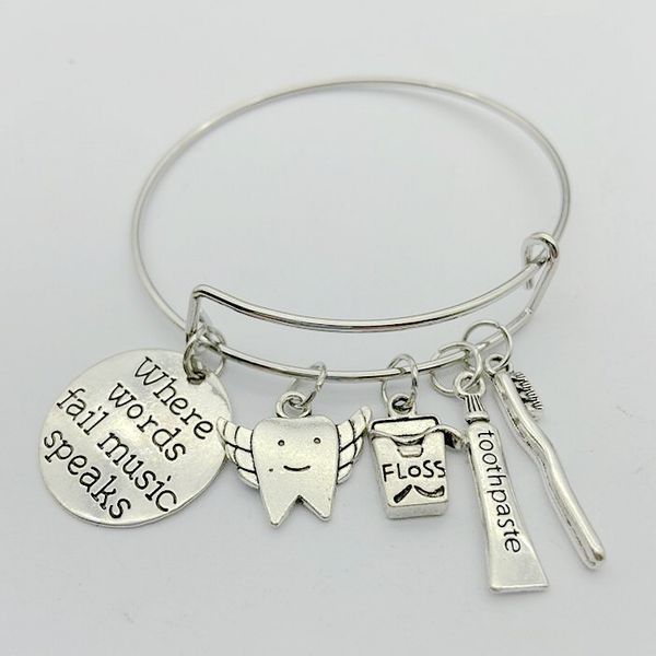 where words fail music speaks alphabet tag bracelet dental floss box toothpaste toothbrush tooth bangle creative couple jewelry dentist gift, Black
where words fail music speaks alphabet tag bracelet dental floss box toothpaste toothbrush tooth bangle creative couple jewelry dentist gift, Black