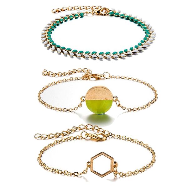 3 pieces / set of summer irregular wheat ears hexagonal round bracelet fashion women's bracelet jewelry, Black
3 pieces / set of summer irregular wheat ears hexagonal round bracelet fashion women's bracelet jewelry, Black