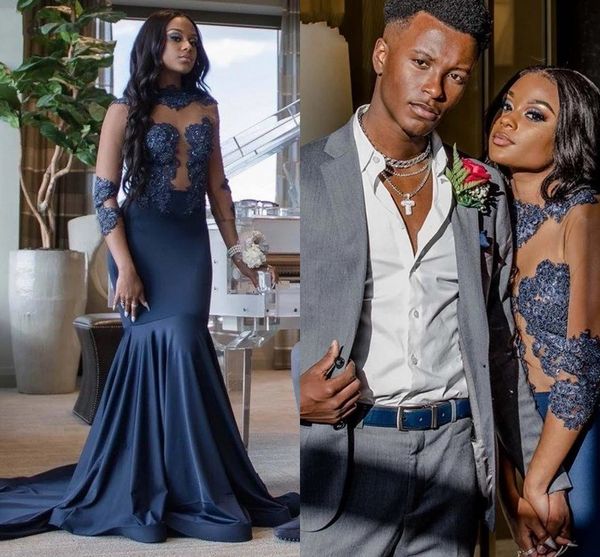 see though african women prom evening dresses 2020 with long sleeve lace applique mermaid prom pageant dress vestidos de novia, Black
see though african women prom evening dresses 2020 with long sleeve lace applique mermaid prom pageant dress vestidos de novia, Black