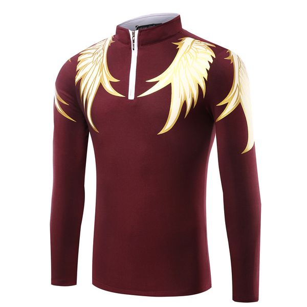men's long-sleeved t-shirt gold wings standing collar shirt printing pullover sweater polo, White;black
men's long-sleeved t-shirt gold wings standing collar shirt printing pullover sweater polo, White;black