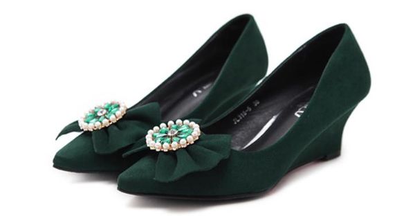 2019 women's shoes in spring and autumn with new style slope heel pointed end bowknot suede @124, Black
2019 women's shoes in spring and autumn with new style slope heel pointed end bowknot suede @124, Black