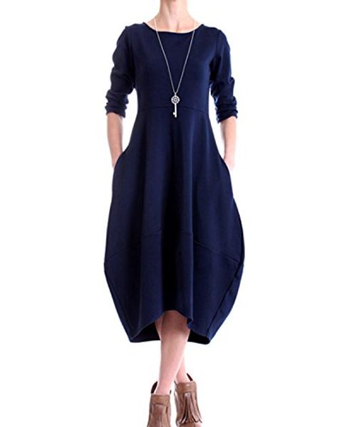 audate women's bubble hem crew neck long sleeve tunic midi dress with pockets, Black;gray
audate women's bubble hem crew neck long sleeve tunic midi dress with pockets, Black;gray