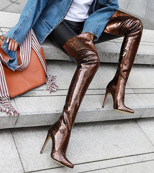 bonjean pointed toe high high thigh boots thin heels woman long boots snakeskin patent leather over the knee, Black
bonjean pointed toe high high thigh boots thin heels woman long boots snakeskin patent leather over the knee, Black