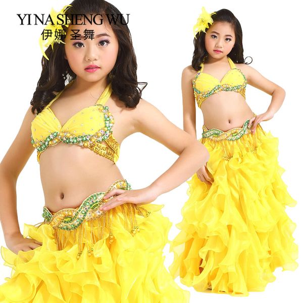 children belly dance clothes oriental dance outfit beaded bra belt skirt professional kids belly performance costumes sets, Black;red
children belly dance clothes oriental dance outfit beaded bra belt skirt professional kids belly performance costumes sets, Black;red