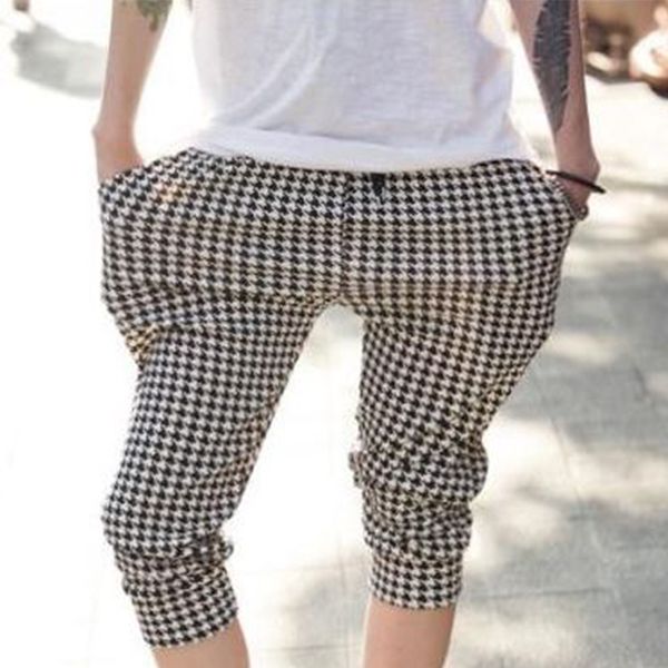korean version of large size men's men's houndstooth sports casual cropped pants tide summer 7 pants feet, White;black
korean version of large size men's men's houndstooth sports casual cropped pants tide summer 7 pants feet, White;black