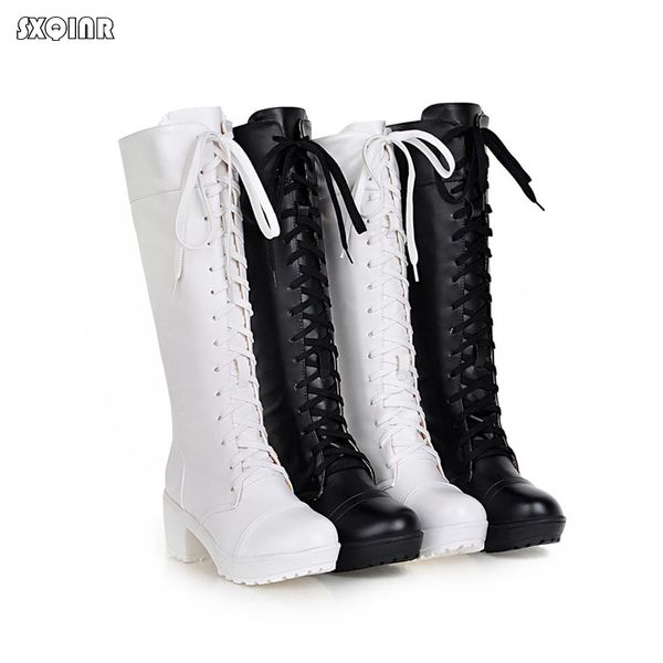 fashion platform heels women boots 2018 new spring autumn knee-high boots lace-up thick bottom woman shoes big size 34-43, Black
fashion platform heels women boots 2018 new spring autumn knee-high boots lace-up thick bottom woman shoes big size 34-43, Black