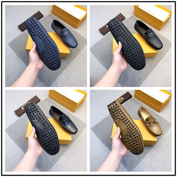brand fashion style soft moccasins men loafers genuine leather shoes men flats gommino driving shoes, Black