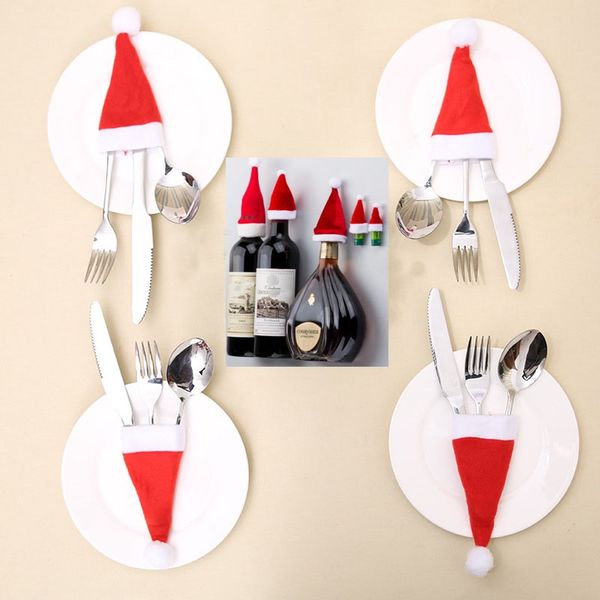 christmas santa claus hat decoration for knife and fork set beer bottle wrap hat candy gift bag for wedding party festival 6*12cm an2234
christmas santa claus hat decoration for knife and fork set beer bottle wrap hat candy gift bag for wedding party festival 6*12cm an2234