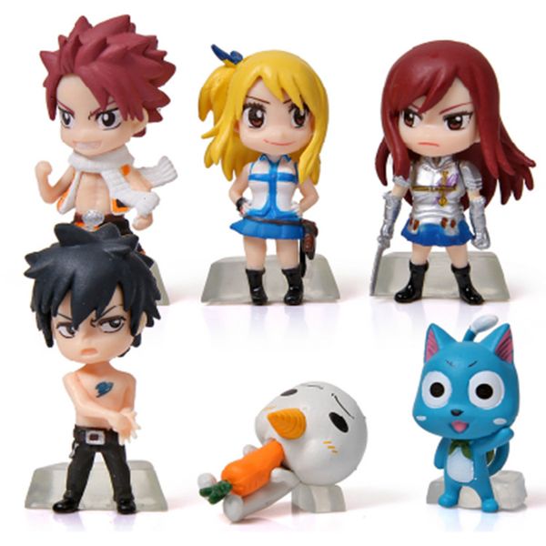 6 pcs / set fairy tale model happy gray fairy tail toy pvc action figures toys ing