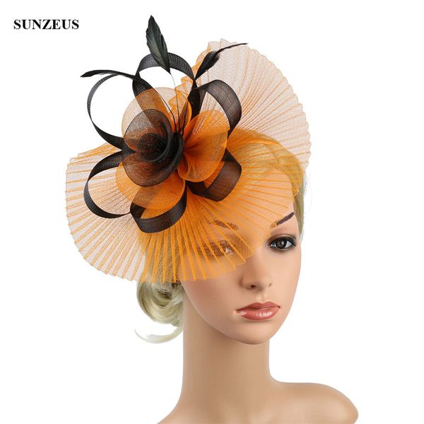 chapeau mariage orange tulle bridal wedding hats with black flowers feathers party hat horse club lady hat sqn041
chapeau mariage orange tulle bridal wedding hats with black flowers feathers party hat horse club lady hat sqn041
