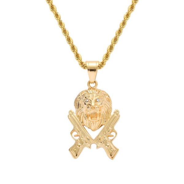 hip hop titanium steel double gun lion's head necklaces for men western animal luxury necklace stainless steel cuban chains dog tag jew, Silver
hip hop titanium steel double gun lion's head necklaces for men western animal luxury necklace stainless steel cuban chains dog tag jew, Silver