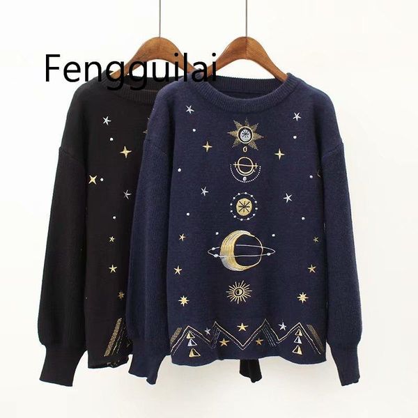 fall women fashion sweater moon star embroidery knitting sweaters o-neck winter warm pullover sweater casual girls, White;black
fall women fashion sweater moon star embroidery knitting sweaters o-neck winter warm pullover sweater casual girls, White;black