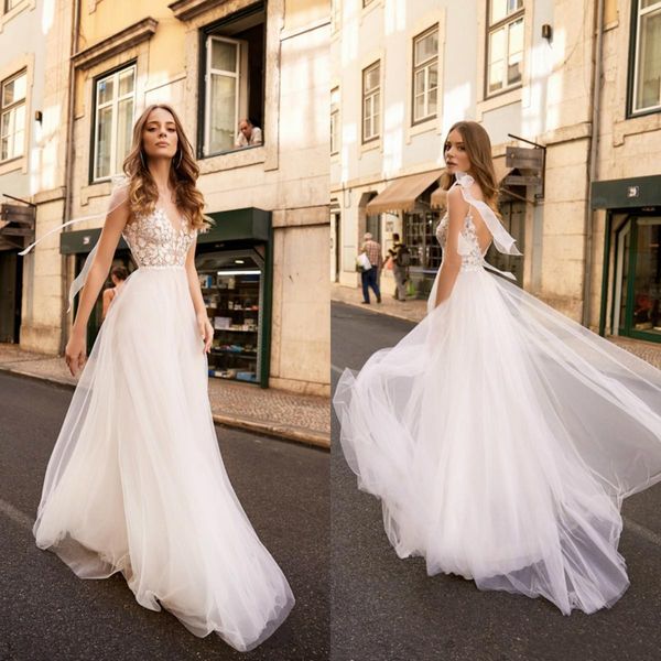 2019 beach berta lace backless boho wedding dresses v neck a line high split bohomian bridal gowns sweep train tulle robe de mariée
2019 beach berta lace backless boho wedding dresses v neck a line high split bohomian bridal gowns sweep train tulle robe de mariée