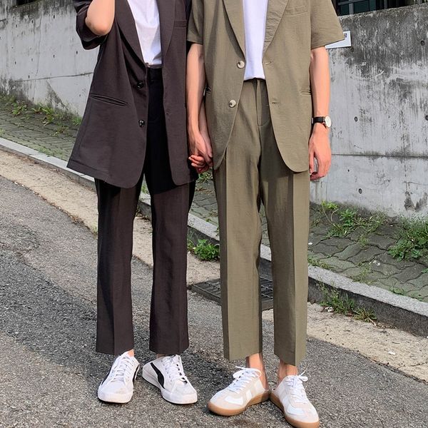 2019 summer new japanese trend thin section solid color men loose harajuku korean version of the suit casual pants, White;black
2019 summer new japanese trend thin section solid color men loose harajuku korean version of the suit casual pants, White;black