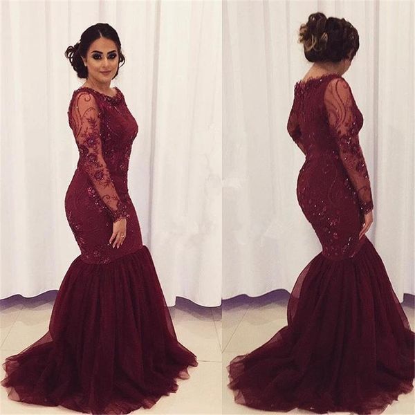 mermaid burgundy mother of the bride dresses 2019 long sleeve beadings lace tulle ladies fomal evening dress prom gown wedding party, Black;red
mermaid burgundy mother of the bride dresses 2019 long sleeve beadings lace tulle ladies fomal evening dress prom gown wedding party, Black;red