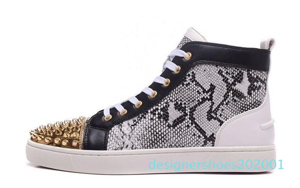 new mens womens snakeskin leather patchwork high red bottom sneakers,brand design golden spikes toe casual shoes 36-46drop shipping d01, Black
new mens womens snakeskin leather patchwork high red bottom sneakers,brand design golden spikes toe casual shoes 36-46drop shipping d01, Black