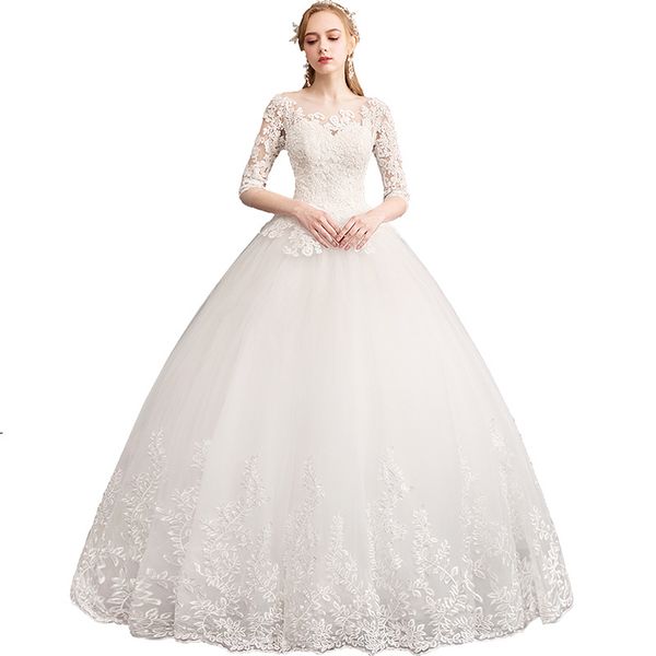 half sleeves tulle ball gown wedding dress with appliques 2020 ivory wedding gowns in stock bride dress, White
half sleeves tulle ball gown wedding dress with appliques 2020 ivory wedding gowns in stock bride dress, White