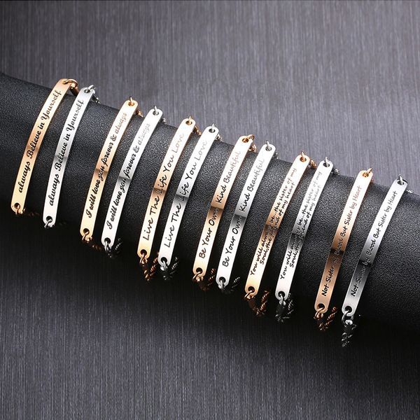 

vnox inspirational quote bar bracelets gifts engraved personalized fashion bangles for women girl sister mother bff friends, Black