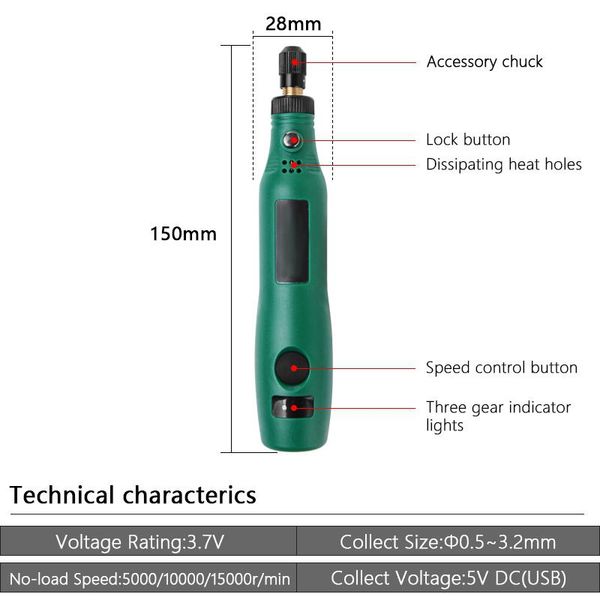 tpfocus electric drill grinding set kit 3.6v dc grinder milling polishing engraving tool