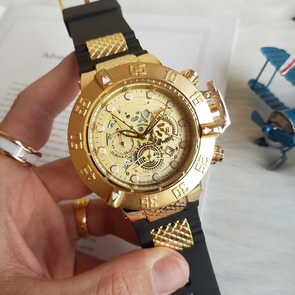wholesale big dial 51mm mens luxury watch invic all dial work quartz movement gold face male gift clocl sport wristwatch designers watches, Slivery;brown
wholesale big dial 51mm mens luxury watch invic all dial work quartz movement gold face male gift clocl sport wristwatch designers watches, Slivery;brown