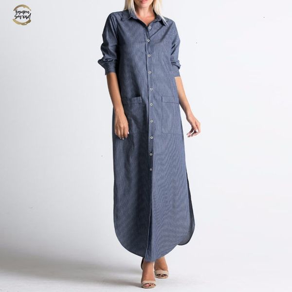 women maxi long dress 2019 autumn v neck full sleeve striped buttons split asymmetric casual loose vestidos plus size, Black;gray
women maxi long dress 2019 autumn v neck full sleeve striped buttons split asymmetric casual loose vestidos plus size, Black;gray