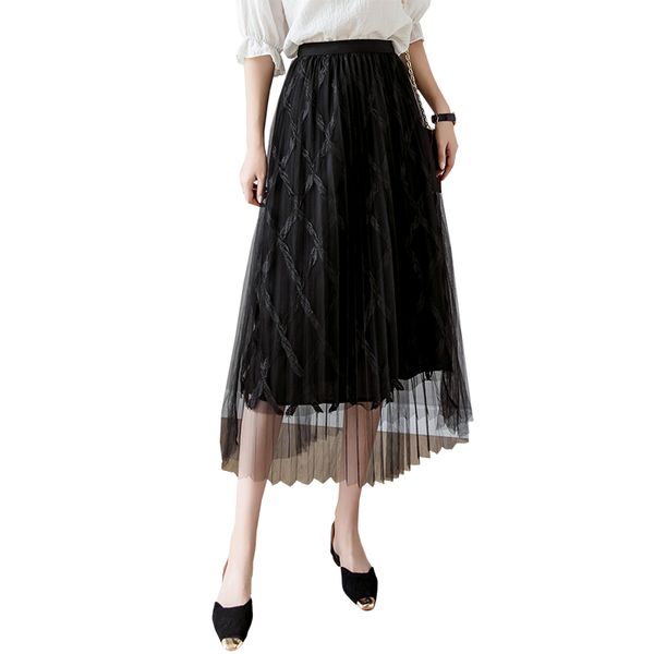 korean 2019 spring summer tulle skirt women pleated tutu skirt a-line mesh midi female long elegant women, Black
korean 2019 spring summer tulle skirt women pleated tutu skirt a-line mesh midi female long elegant women, Black