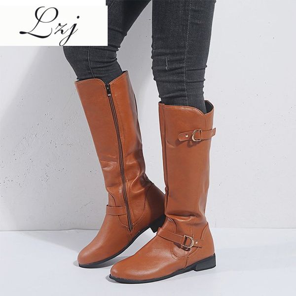 lzj 2019 autumn new women knee high boots solid leather low heels female shoes casual zipper buckle strap ladies footwear, Black
lzj 2019 autumn new women knee high boots solid leather low heels female shoes casual zipper buckle strap ladies footwear, Black