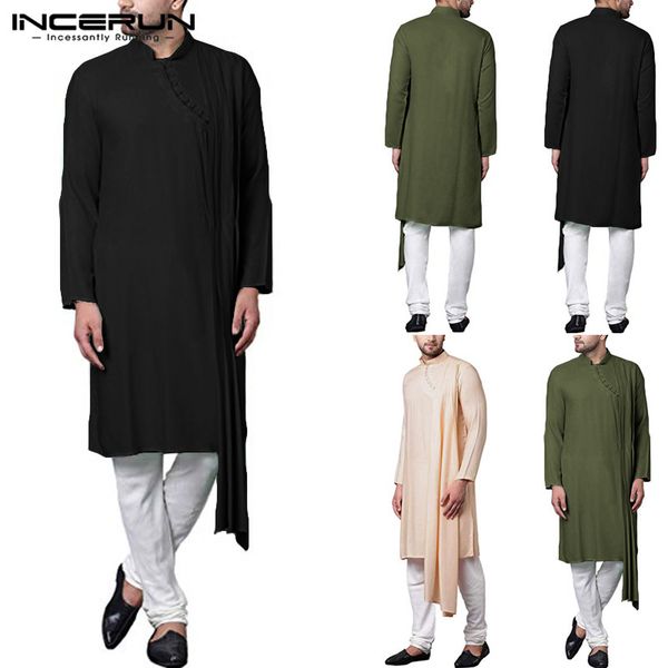incerun men shirt clothes fashion long sleeve stand collar solid irregular hem long shirts men muslim kaftan s-5xl, White;black
incerun men shirt clothes fashion long sleeve stand collar solid irregular hem long shirts men muslim kaftan s-5xl, White;black