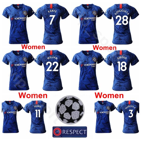 Women MARCOS Jersey 2019 2020 Lady Soccer PEDRO GIROUD KANTE HUDSON ODOI JORGINHO BAKAYOKO WILLIAN PULISIC KOVACIC Football Shirt Kits 
Women MARCOS Jersey 2019 2020 Lady Soccer PEDRO GIROUD KANTE HUDSON ODOI JORGINHO BAKAYOKO WILLIAN PULISIC KOVACIC Football Shirt Kits