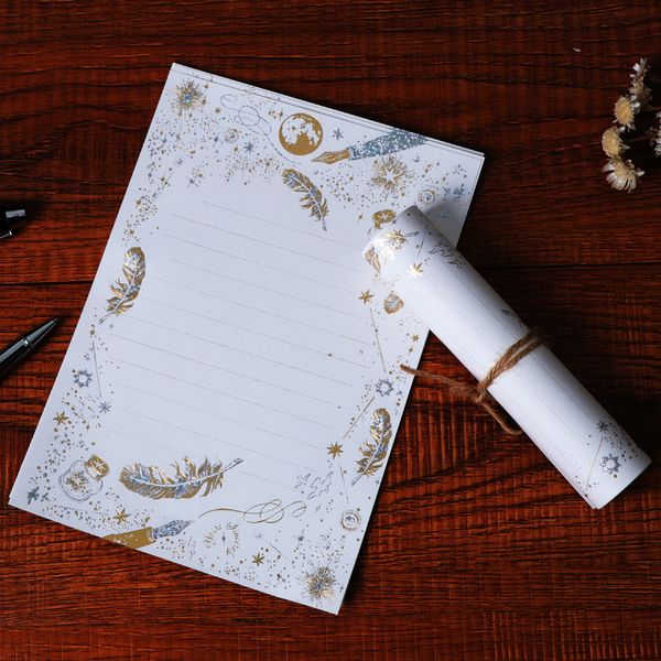 oude 80 sheets high-end vintage bronzing feather blessing letter paper pad writing office school supplies
oude 80 sheets high-end vintage bronzing feather blessing letter paper pad writing office school supplies