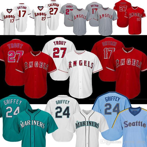 27 mike trout angels jersey 17 shohei ohtani los angeles 24 ken griffey jr 22 robinson cano baseball jerseys, Blue;black 
27 mike trout angels jersey 17 shohei ohtani los angeles 24 ken griffey jr 22 robinson cano baseball jerseys, Blue;black