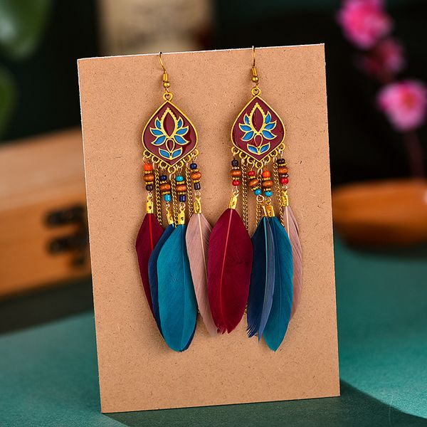 s1477 bohemian fashion jewelry vintage feather earrings flower tassels feather dangle earrings, Golden;silver
s1477 bohemian fashion jewelry vintage feather earrings flower tassels feather dangle earrings, Golden;silver