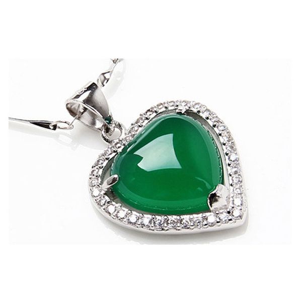 women's heart necklace pendant green agate chalcedony zircon pendant sliver s925 chain gift for fine jewelry, Silver
women's heart necklace pendant green agate chalcedony zircon pendant sliver s925 chain gift for fine jewelry, Silver