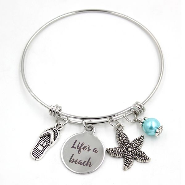 new arrival stainless steel jewelry expandable bangle bracelet lifes a beach bracelet flip flop starfish charm bracelets women gift, Golden;silver
new arrival stainless steel jewelry expandable bangle bracelet lifes a beach bracelet flip flop starfish charm bracelets women gift, Golden;silver