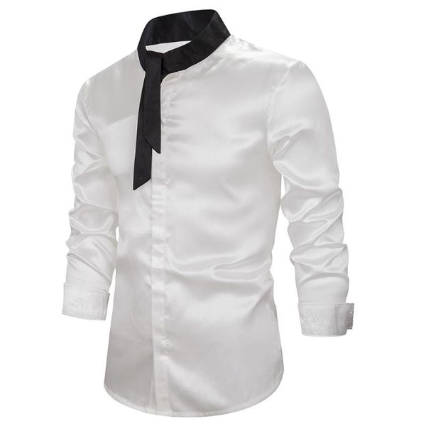 fashion patchwork necktie men shirt long sleeve slim fit chemise homme casual camisas masculina party dress shirt streetwear top, White;black
fashion patchwork necktie men shirt long sleeve slim fit chemise homme casual camisas masculina party dress shirt streetwear top, White;black