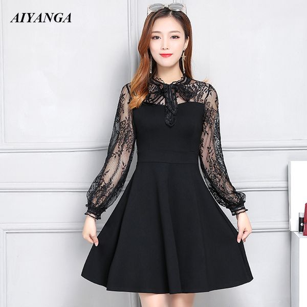 new lace dress 2019 spring summer short dresses patchwork perspective mesh long sleeve dress female elegant lady l xl 2xl 3xl, Black;gray
new lace dress 2019 spring summer short dresses patchwork perspective mesh long sleeve dress female elegant lady l xl 2xl 3xl, Black;gray