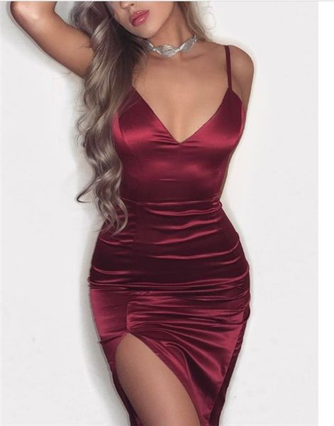 spring and summer new nightclub bag hip dress silky front slit v-neck dress sling pajamas tight dress, Black;white
spring and summer new nightclub bag hip dress silky front slit v-neck dress sling pajamas tight dress, Black;white