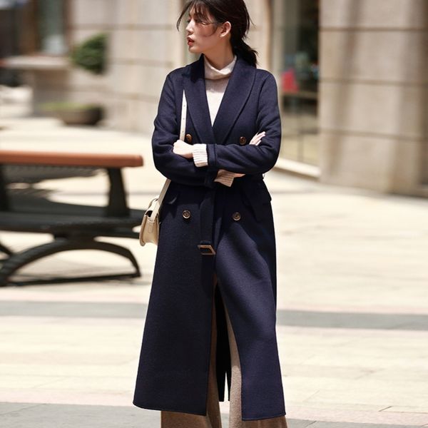 new arrival 2019 autum winter overcoat shawl collar x long double faced cashmere wool coat women, Black
new arrival 2019 autum winter overcoat shawl collar x long double faced cashmere wool coat women, Black