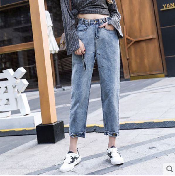 the blue female port flavour restoring ancient ways straight jeans personality shuangkou pants
the blue female port flavour restoring ancient ways straight jeans personality shuangkou pants