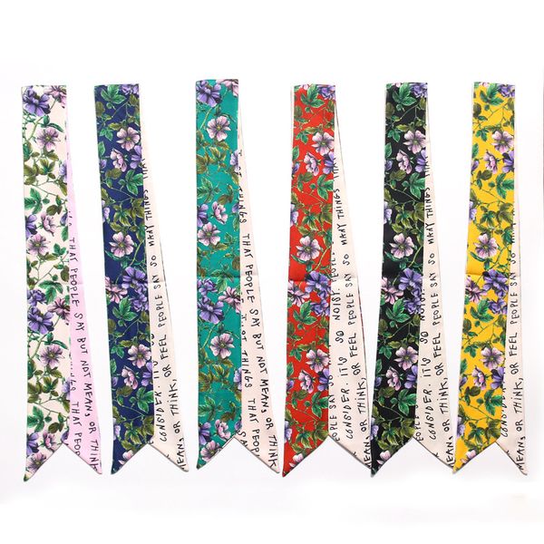 women neckerchief scarf tie flower printed silk bag handle wrap slender narrow ribbon scarves head band, Blue;gray
women neckerchief scarf tie flower printed silk bag handle wrap slender narrow ribbon scarves head band, Blue;gray