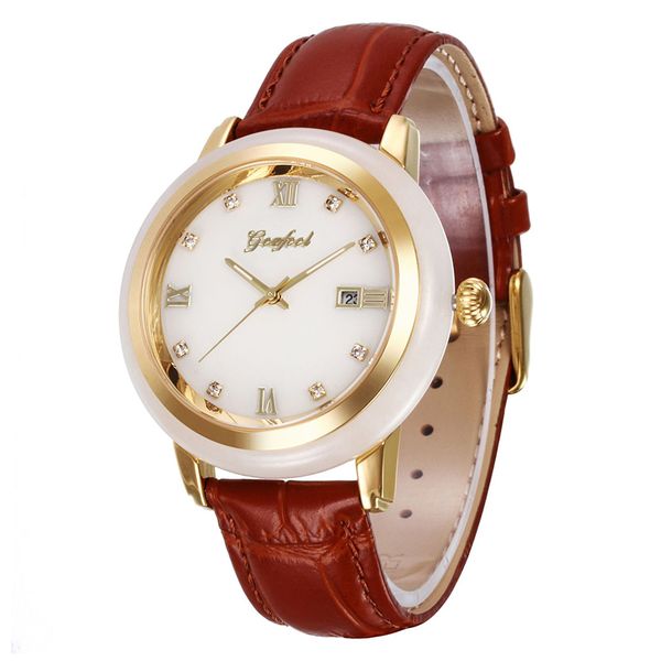 gezfeel ladies jade watch milky white jades strap waterproof quartz watches calendar display factory direct gift box packaging, Slivery;brown
gezfeel ladies jade watch milky white jades strap waterproof quartz watches calendar display factory direct gift box packaging, Slivery;brown
