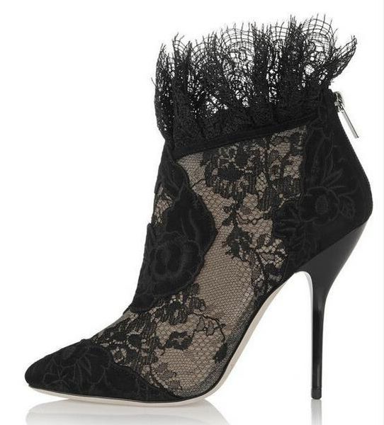 black lace embroidered ankle boots pointed toe thin heels women short boots back zipper feminine short big size 10
black lace embroidered ankle boots pointed toe thin heels women short boots back zipper feminine short big size 10