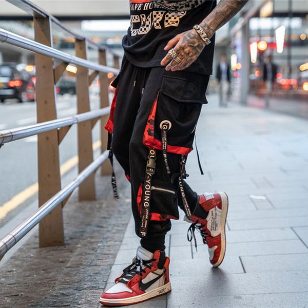 ribbons hip hop cargo pants men joggers men streetwear 2019 new fashion elastic waist loose harem pants harajuku sweatpants, Black
ribbons hip hop cargo pants men joggers men streetwear 2019 new fashion elastic waist loose harem pants harajuku sweatpants, Black