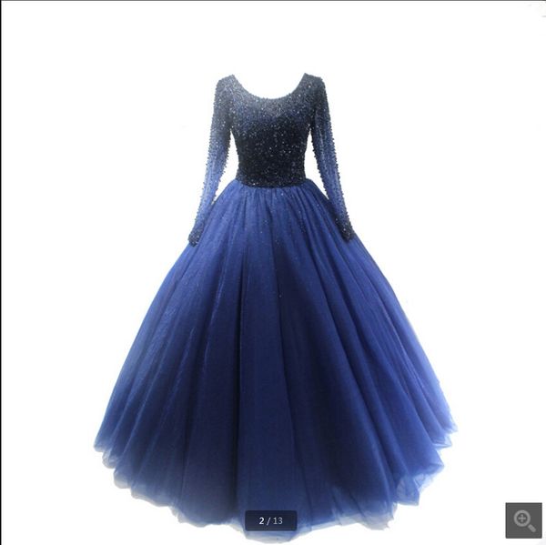 2019 new arrival royal blue heavily beading ball gown prom dress real picture princess long sleeve scoop neck corset prom gowns, White;black
2019 new arrival royal blue heavily beading ball gown prom dress real picture princess long sleeve scoop neck corset prom gowns, White;black
