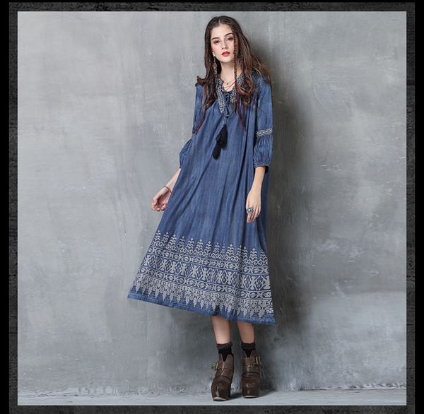 2021 spring casual dresses large size denim long dress vintage national wind embroidered lantern sleeve skirt, Black;gray
2021 spring casual dresses large size denim long dress vintage national wind embroidered lantern sleeve skirt, Black;gray