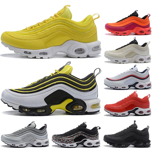 

2019 new designer 97 plus tn triple white black pink running shoes og metallic gold silver bullet mens trainers 97s women sports sneakers