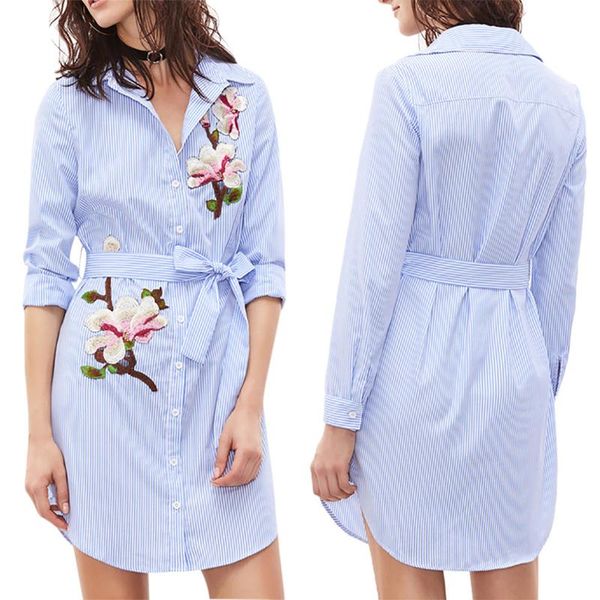 2019 new fashion asymmetrical embroidery personalized design striped cozy long-sleeved shirt dress, Black;gray
2019 new fashion asymmetrical embroidery personalized design striped cozy long-sleeved shirt dress, Black;gray