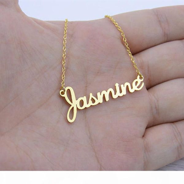 

Any Fonts Customized Name Necklace Pendant Stainless Steel Chain Heart Wings Women Rose Gold Color Fashion Jewelry Bff Gift