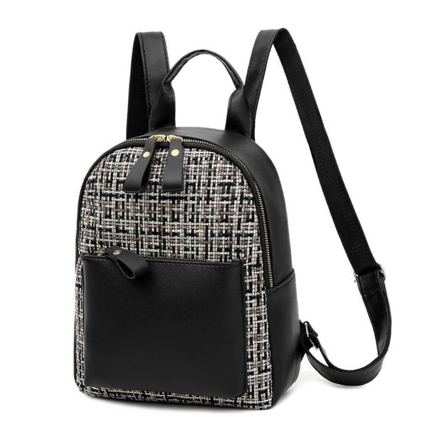 fashion women backpack pu splicing shoulder bag teenage travel rucksacks
